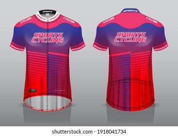jersey design for cycling, front and back view, fancy uniform and easy to edit and print, cycling team uniform