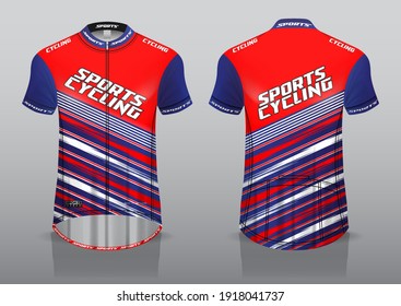 diseño jersey para ciclismo, vista frontal y posterior, uniforme elegante y fácil de editar e imprimir, uniforme de equipo de ciclismo