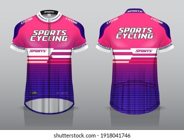 jersey design for cycling, front and back view, fancy uniform and easy to edit and print, cycling team uniform