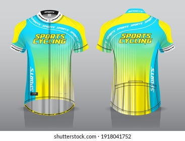 jersey design for cycling, front and back view, fancy uniform and easy to edit and print, cycling team uniform