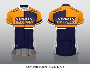jersey design for cycling, front and back view, fancy uniform and easy to edit and print, cycling team uniform