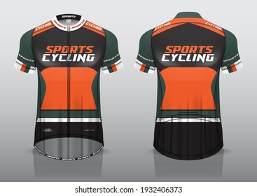 jersey design for cycling, front and back view, fancy uniform and easy to edit and print, cycling team uniform