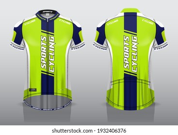 jersey design for cycling, front and back view, fancy uniform and easy to edit and print, cycling team uniform