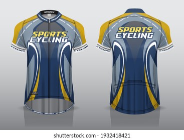 jersey design for cycling, front and back view, fancy uniform and easy to edit and print, cycling team uniform