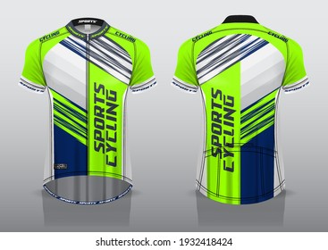 jersey design for cycling, front and back view, fancy uniform and easy to edit and print, cycling team uniform