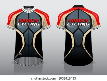 jersey design for cycling, front and back view, fancy uniform and easy to edit and print, cycling team uniform