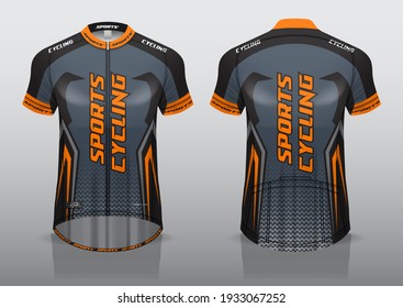 jersey design for cycling, front and back view, fancy uniform and easy to edit and print, cycling team uniform