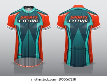 jersey design for cycling, front and back view, fancy uniform and easy to edit and print, cycling team uniform