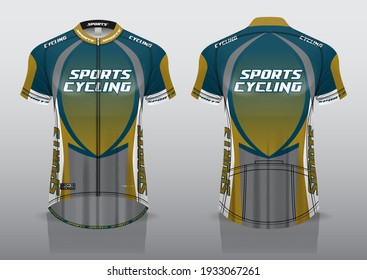 diseño jersey para ciclismo, vista frontal y posterior, uniforme elegante y fácil de editar e imprimir, uniforme de equipo de ciclismo