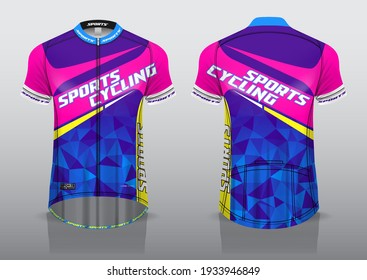 jersey design for cycling, front and back view, fancy uniform and easy to edit and print, cycling team uniform