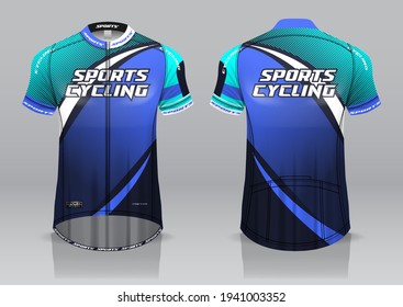jersey design for cycling, front and back view, fancy uniform and easy to edit and print, cycling team uniform