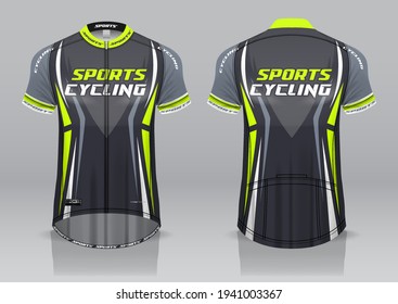 jersey design for cycling, front and back view, fancy uniform and easy to edit and print, cycling team uniform
