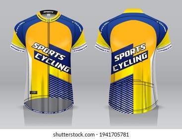 jersey design for cycling, front and back view, fancy uniform and easy to edit and print, cycling team uniform