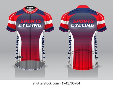 jersey design for cycling, front and back view, fancy uniform and easy to edit and print, cycling team uniform