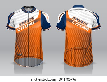 jersey design for cycling, front and back view, fancy uniform and easy to edit and print, cycling team uniform