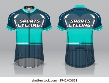 jersey design for cycling, front and back view, fancy uniform and easy to edit and print, cycling team uniform