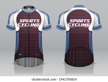 jersey design for cycling, front and back view, fancy uniform and easy to edit and print, cycling team uniform