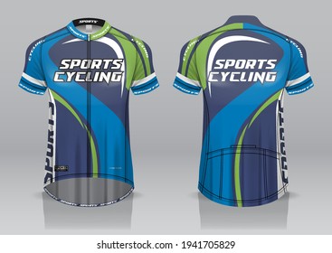 jersey design for cycling, front and back view, fancy uniform and easy to edit and print, cycling team uniform
