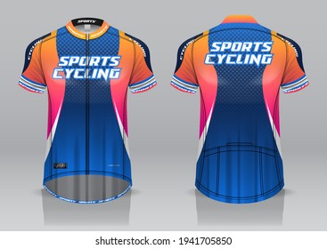 jersey design for cycling, front and back view, fancy uniform and easy to edit and print, cycling team uniform