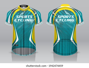 jersey design for cycling, front and back view, fancy uniform and easy to edit and print, cycling team uniform