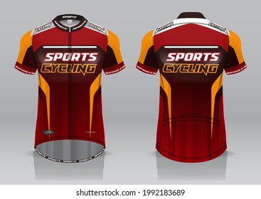 jersey design for cycling, front and back view, fancy uniform and easy to edit and print, cycling team uniform