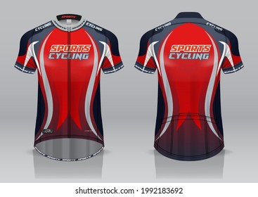 jersey design for cycling, front and back view, fancy uniform and easy to edit and print, cycling team uniform