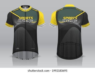jersey design for cycling, front and back view, fancy uniform and easy to edit and print, cycling team uniform