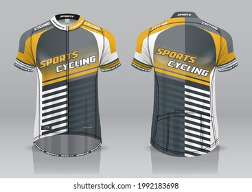 jersey design for cycling, front and back view, fancy uniform and easy to edit and print, cycling team uniform