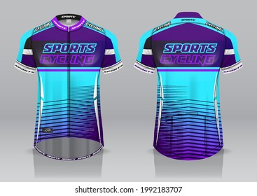 jersey design for cycling, front and back view, fancy uniform and easy to edit and print, cycling team uniform