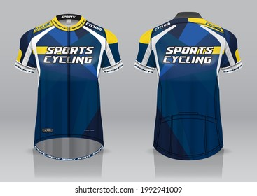 jersey design for cycling, front and back view, fancy uniform and easy to edit and print, cycling team uniform