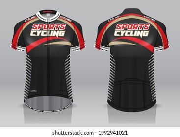 jersey design for cycling, front and back view, fancy uniform and easy to edit and print, cycling team uniform