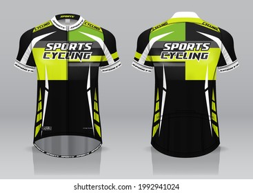 jersey design for cycling, front and back view, fancy uniform and easy to edit and print, cycling team uniform