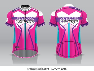 jersey design for cycling, front and back view, fancy uniform and easy to edit and print, cycling team uniform