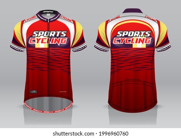 jersey design for cycling, front and back view, fancy uniform and easy to edit and print, cycling team uniform