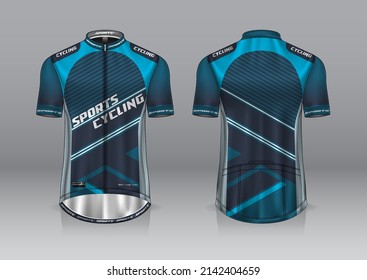 jersey design for cycling, front and back view, fancy uniform and easy to edit and print, cycling team uniform