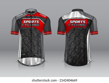 jersey design for cycling, front and back view, fancy uniform and easy to edit and print, cycling team uniform