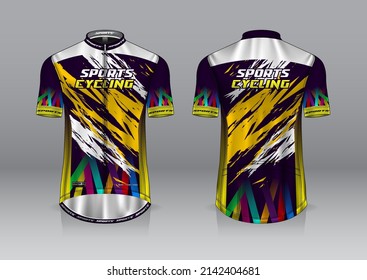 jersey design for cycling, front and back view, fancy uniform and easy to edit and print, cycling team uniform
