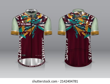 jersey design for cycling, front and back view, fancy uniform and easy to edit and print, cycling team uniform