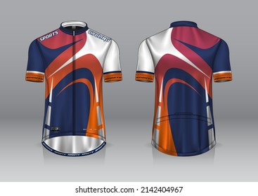 jersey design for cycling, front and back view, fancy uniform and easy to edit and print, cycling team uniform