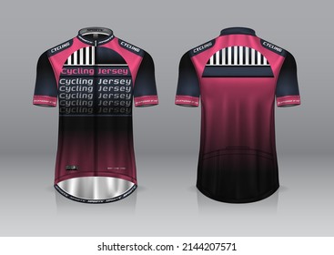 jersey design for cycling, front and back view, fancy uniform and easy to edit and print, cycling team uniform