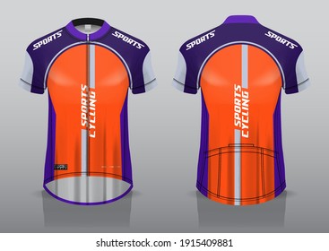 
jersey design for cyclist, front and back view, fancy uniform and easy to edit and print, cycling team uniform