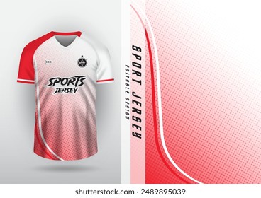 Jersey design, jersey, football, futsal, running, badminton, tennis, exercise, red halftone gradient pattern