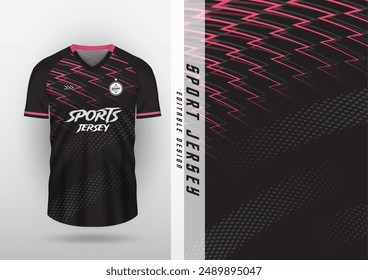 Jersey design, jersey, football, futsal, running, badminton, tennis, exercise, black and pink zigzag pattern.