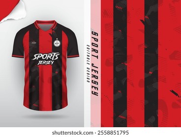 Jersey design, jersey, football, soccer, futsal, running, badminton, tennis, exercise, rugby, surface pattern, red, black stripes