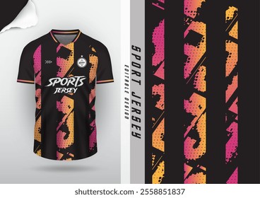 Jersey design, jersey football, soccer futsal, running badminton, tennis, exercise, rugby, gradient pattern, pink, yellow, black