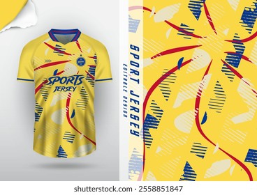 Jersey design, jersey, football, soccer, futsal, running, badminton, tennis, exercise, rugby, grunge pattern, yellow, blue