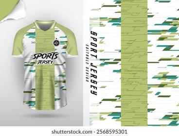 Jersey design, jersey, football, soccer, futsal, running, badminton, tennis, exercise, rugby, green and white stripes.