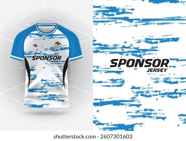Jersey design, Jersey, Football, Soccer, Futsal, Running, Badminton, Tennis, Exercise, Brush pattern, White and blue
