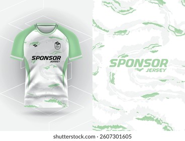 Jersey design, Jersey, Football, Soccer, Futsal, Running, Badminton, Tennis, Exercise, Brush pattern, White Green Mint