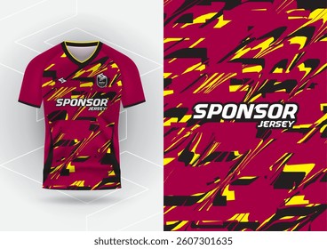 Jersey design, Jersey, Football, Soccer, Futsal, Running, Badminton, Tennis, Exercise, Brush pattern Red Black